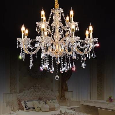 China Modern Luxury Glass Gold Crystal Chandelier Interior Living Room Hanging Chandeliers Pendant Lights for sale