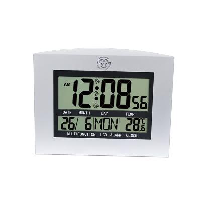 China Europe CL110 Silver Self Setting Countdown Timer Indoor Digital LCD Calendar Thermometer Home Decoration Wall Clock for sale