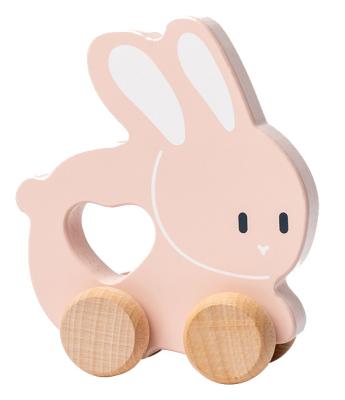 China Children pushing and pull trolley baby rabbit vehicle hand holding coordination funny modeling educational toys 13.5*5.5*14.5cm for sale