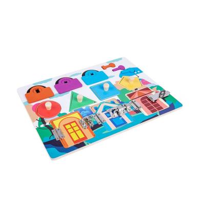 China Wholesale Wooden Educational Busy Lock Board For Kids 30.8x23x2cm for sale