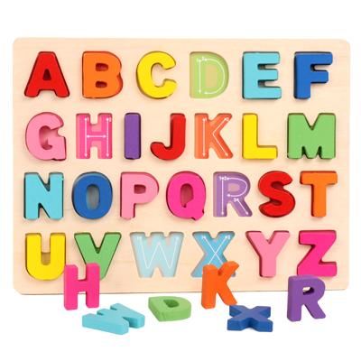 China Wooden Capital Alphabet Chunky Puzzle Kids Early Education Letters Block Board Puzzles For Preschool 30x22.5x1.3cm for sale