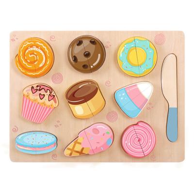 China Wholesale Wooden Ice cream Puzzle dessert puzzle with magnetic knife Learning Educational Toys for Children 30x22x1.5cm for sale