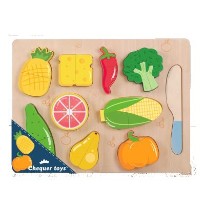 China Wholesale Wooden salad puzzle set playing Puzzle Toy with knife cutting learning toy puzzle 30x22x1.5cm for sale