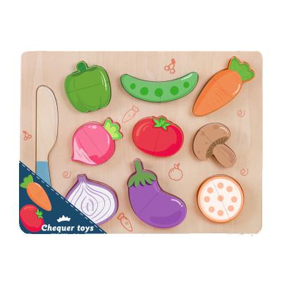 China Wholesale Wooden vegetable cutting Puzzle with knife Learning Educational Toys for Children 30x22x1.5cm for sale