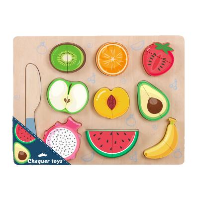 China Wholesale Wooden fruit Puzzle with magnet knife cutting fruit puzzle Learning Educational Toys for boy and girls 30x22x1.5cm for sale