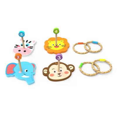 China Hot Sale Indoor Outdoor Backyard Wooden Animal Ring Toss Game for Kids and Adults 26x16x6cm for sale