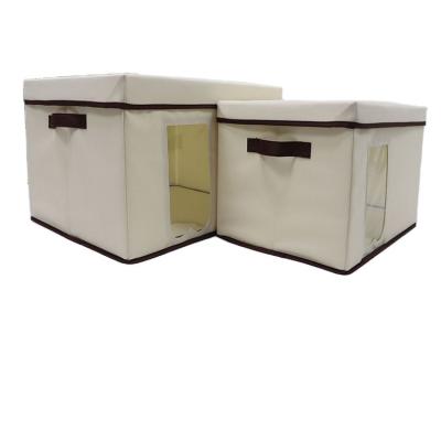 China Viable Wholesale Folding Cardboard Clothes Non-woven Fabric Cube Storage Box Foldable Canvas Trash Cans With Lids for sale