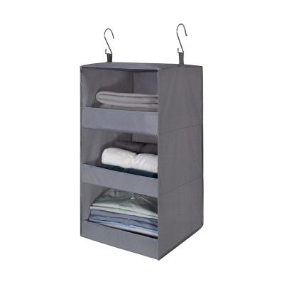 China Multi-Shelf Sustainable Storage Bag 3-Shelf Hanging Closet Organizer Collapsible Hanging Closet Shelves Hanging Organizer For Closet for sale