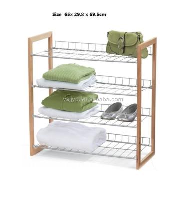 China Shoe Rack Metal Wooden Frame 3 Layers Storage Rack Shoes for sale