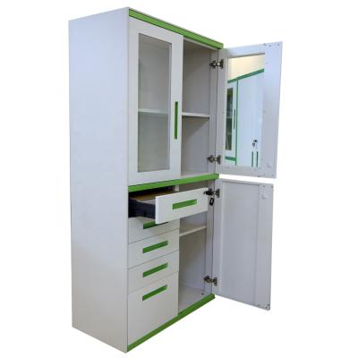 China (Height)Adjustable Multi Function Office Cupboard Steel Glass Door Steel Filing Cabinet With 5 Drawers KD Structure Steel Filing Cabinet for sale