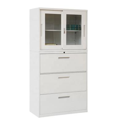 China Adjustable Top Glass Door 3 Drawers Movable (Height) Steel Cabinet for sale