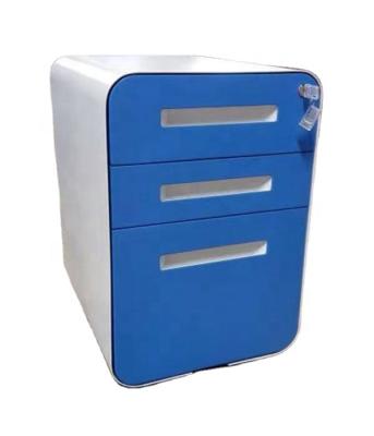 China Modern Round Corner Steel Movable Metal Mobile Pedestal Office Furniture Filing Cabinet Pedestal Mobile Pedestal for sale