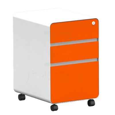 China Movable curverd 3 drawer office steel mechanical single groove puller mobile pedestal HD048 filing cabinet for sale