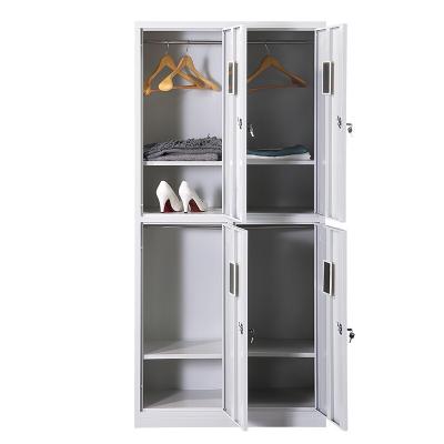 China (Size) OEM ODM Wardrobe 4 Swing Door Clothes Storage Cabinet School Office Furniture Stainless Steel Adjustable Wardrobe for sale