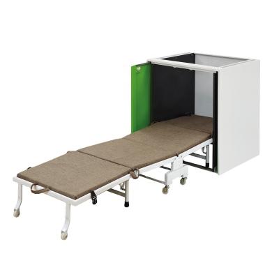 China Foldable Green Mental No Upper Arch Bed Cabinet Office Space Small Right Corner Folding Bed for sale