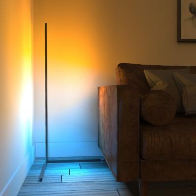 China Modern Minimalistic Room Smart Vibe RGB Dimming Slim Corner Light Changing Vertical Standing Triangle Led Line Corner Floor Lamps for sale