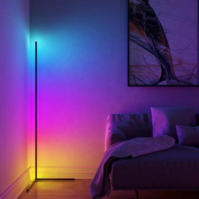 China Modern bulk blind dropshipping modern corner tripod RGB remote control vivid floor lamp for living room for sale