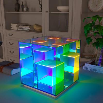 China Modern sungreen Dropshipping colorful acrylic night light led infinity mirrors table lamp for sale