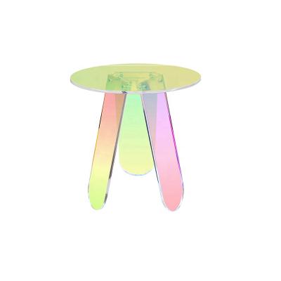 China Living Room Convertible Nordic Single Sofa Family Rainbow Colored Acrylic Tea Table for sale