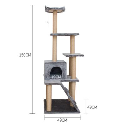 China Modern Viable Large Size Favorite Cat Striping Tree Kitties Mansions Activity Center City Cat Play Tower For Large Pet Cats for sale