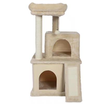 China Attractive and simple luxury cat tree house beige and gray sustainable best selling pet cat and dog house cat tree for sale