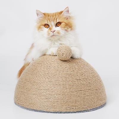 China New Design 2022 Manufacturer Viable Protector Interactive Sisal Cat Toys Wholesale Hemisphere Shape Cat Corner Wooden Scratcher Claw for sale