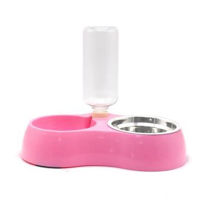 China Double Dog Cat Bowls Water Color Stainless Steel R Bowl No-puddle Multi Viable Glass Feeder Pet Food And Food Bowl For Cat/Small Dog for sale