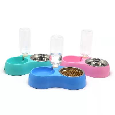 China Double Viable Dog Cat Bowls Water and No-puddle Pet Food Bowl Medium Size Multi Color Stainless Steel Glass Bowl Large Small for sale