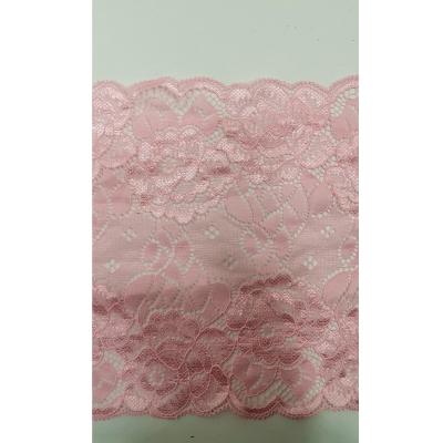 China New Style Elastic Lace Trim Elastic Nylon Spandex Pink Flower Lace For Garment Clothes Underwear Lingeries for sale