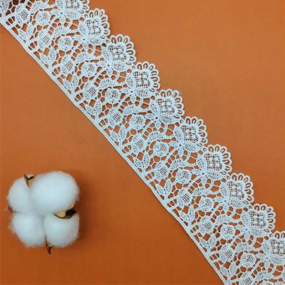 China C1194 Alençon Polyester Milk Cotton Silk Embroidery White Trim Water Soluble Lace Trim Crocheted Lace For Garment for sale