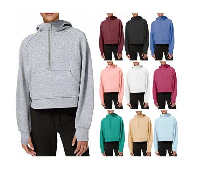 China Custom Private Label Women's Breathable Hoodies Shear Collar Pulloverc 1/2 Zipper Sweatshirts 1/2 Zipper Striped Sweatshirts for sale