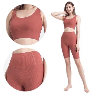 China Women Anti-UV 2 Pieces Gym Sets Seamless Fitness Workout Equipments Sports Bra Gaiters Yoga Gym Fitness Sets for sale