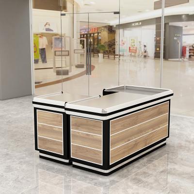 China Retail Supermarket New Style Cashier Counter Table Checkstand Cashier Counter Counter For Store And Shops for sale