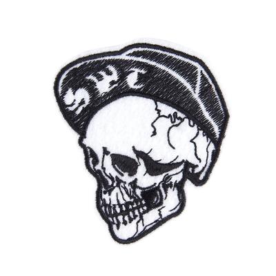 China 3D Factory Designer High Quality Wholesale Brand Iron On Skull Black Pattern Patch For Clothes Embroidery Patches for sale