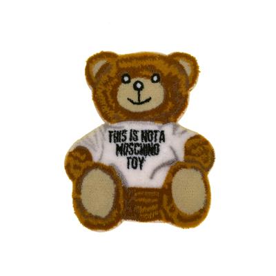 China 3D New Logo Design 2021 Custom Toothbrush Bear Shape Embroidery Patch Towel Chenille Patches For Apparel And Bag for sale