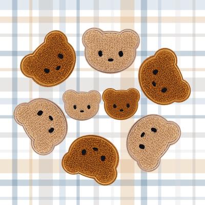 China Free Sample 3D Stock Patches Chenille Embroidery Iron On Bear Patches Custom Embroidery for sale