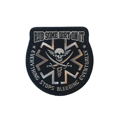 China 3D Hand Patches Gift Apparel Customize Iron On Black Skull Logo Head Cross - Body Bag Embroidery Badges for sale