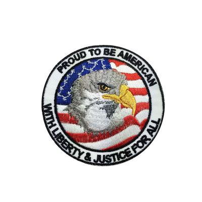 China 3D Apparel Patches Customize Iron On Round Shape National Flag Eagle Justice Clothing Jacket Animal Embroidery Badge for sale