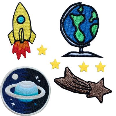 China 2021 version of universe star sphere 3D embroidery luggage hat DIY decorative adhesive 3D cartoon OEM diy decorative adhesive for sale