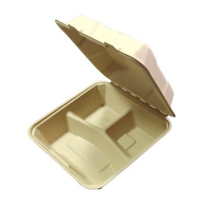 China Minimalist Eco-Friendly Bagasse Take Out Disposable Fast Food Box Food Container Disposable Lunch Box for sale