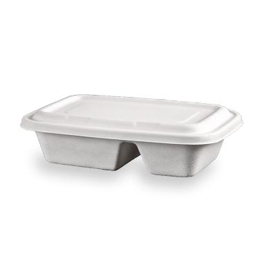 China Rectangular Disposable Food Packaging Take Out Box Bagasse Biodegradable Food Container With Nature Lid for sale