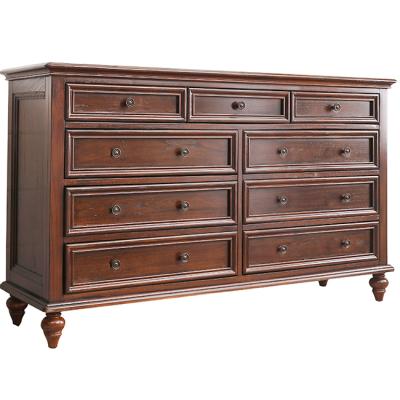 China American Country Style Drawers Solid Wood Wooden Storage Cabinet for sale