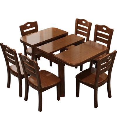 China Dining room set solid wood dining table and antique style chairs for sale