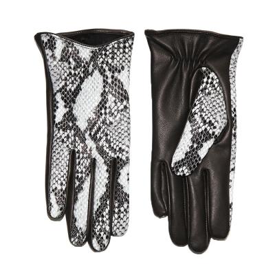 China Simple Snake Pattern Design Fashion Leather Gloves Lamb Leather Gloves For Women for sale