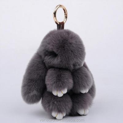 China Car Pendant 15cm 18cm Bunny Rabbit Keychain Real Pom Pom Rabbit Fashion Rabbit Bag Car Pendant for sale