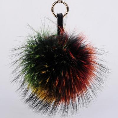 China Fashion Bag Charm100% Real Raccoon Soft Fox Fur Big Fur Ball Pom Pom Keychain for sale