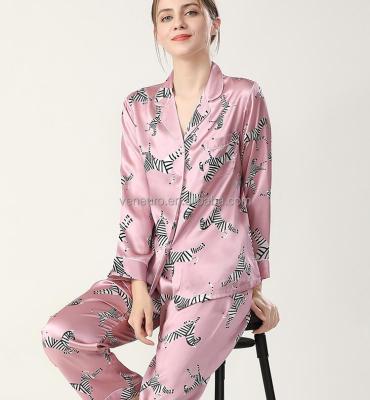 China Fashion 19mm Women's Pajamas Women's Homewear 100% Mulberry Silk Breathable Silk Nightgowns 2 Piece Suit Pajamas for sale