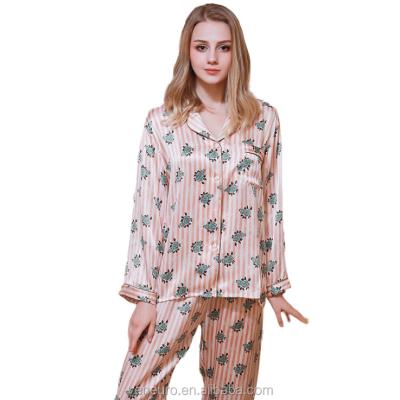 China 100% Breathable Mulberry Silk Pajamas Women Silk Homewear 2 Piece Suit Pajamas for sale