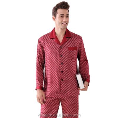 China 100% Silk Mulberry Breathable Pajamas 2 Piece Silk Suit Mens Nightgowns for sale