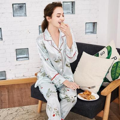 China Silk Spring Autumn Length Pants Leisure Lounge Wholesale Plus Size Sleepwear Pajamas Set Set Women Pajamas for sale